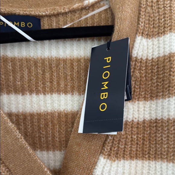 NWT Piombo Tan and White Striped Cardigan sz xs. Oversized - Picture 2 of 4